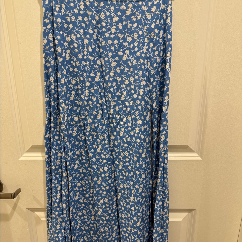 Reformation Blue Floral Midi Skirt